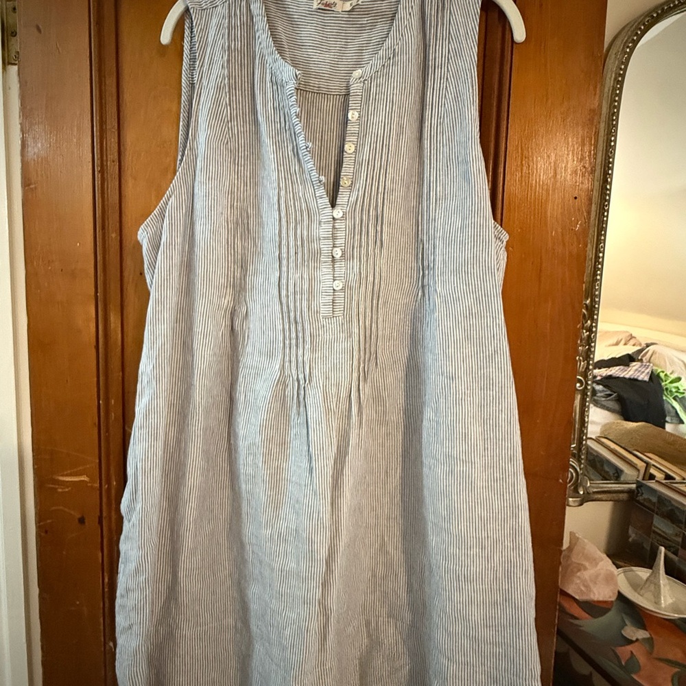 Faherty Blue/White Linen Dress